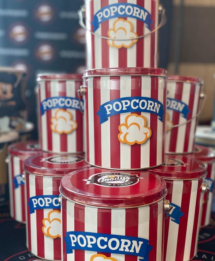 Goody's metal popcorn tins